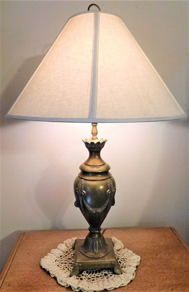 Metal Urn Style Table Lamp - 32" tall - Nice Shade`