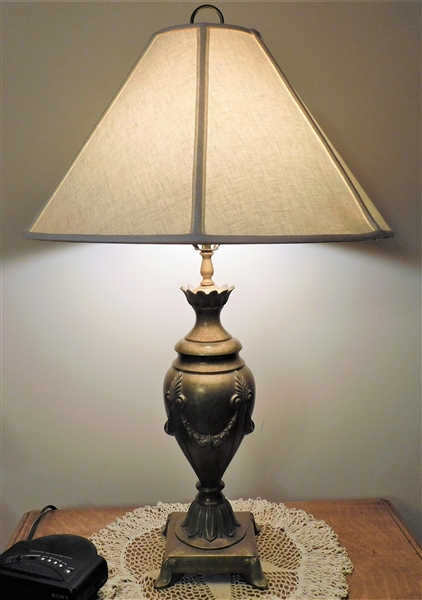 Nice Metal Urn Style Table Lamp - 32" tall - Nice Shade