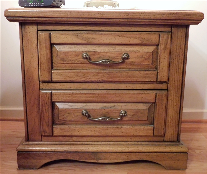 Solid Oak Burlington Furniture Lexington, NC - Night Stand - 2 Drawers - Measures - 24" 28" by 17"