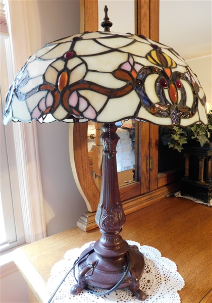 Leaded Glass Table Lamp - 23" tall 