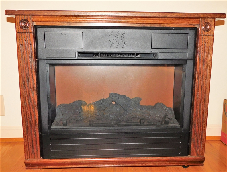 Heat Surge Amish Made Oak Fireplace Heater - with Remote - 26" 32" by 11 1/2" - Works