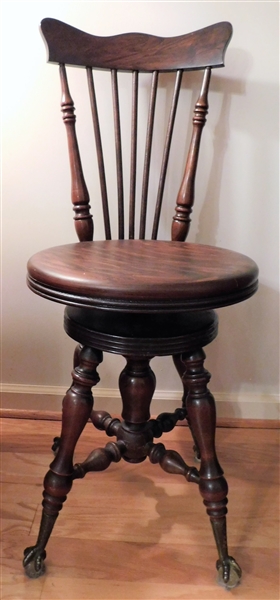 High Back Piano Stool - Ball and Claw Feet - 34" to Back - Seat is 14"