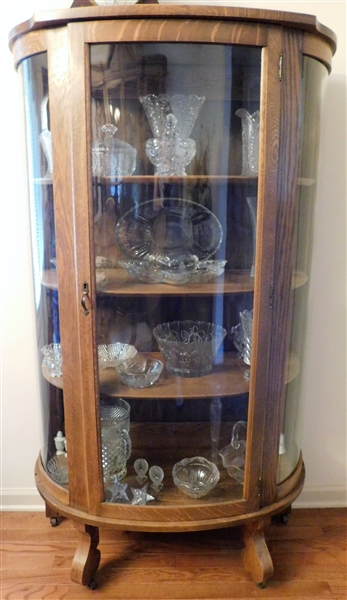 Round Oak China Cabinet - 61 1/4" 35" by16" - NO CONTENTS