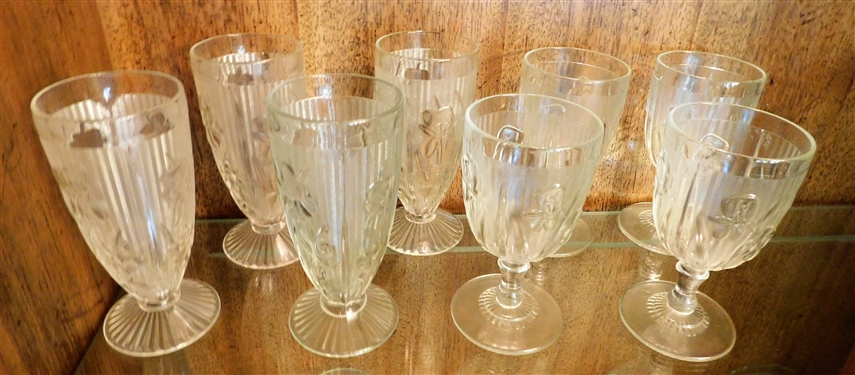Lot of Iris and Herringbone Glasses including 4 6 and 4 5 5/8