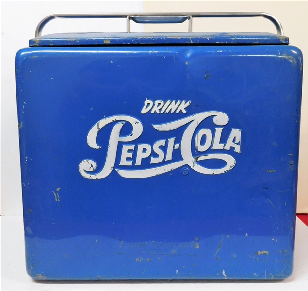 "Drink Pepsi-Cola" Cooler with Tray - Progress Refrigerator Co. Louisville KY - Top Has Small Dent - See Photos