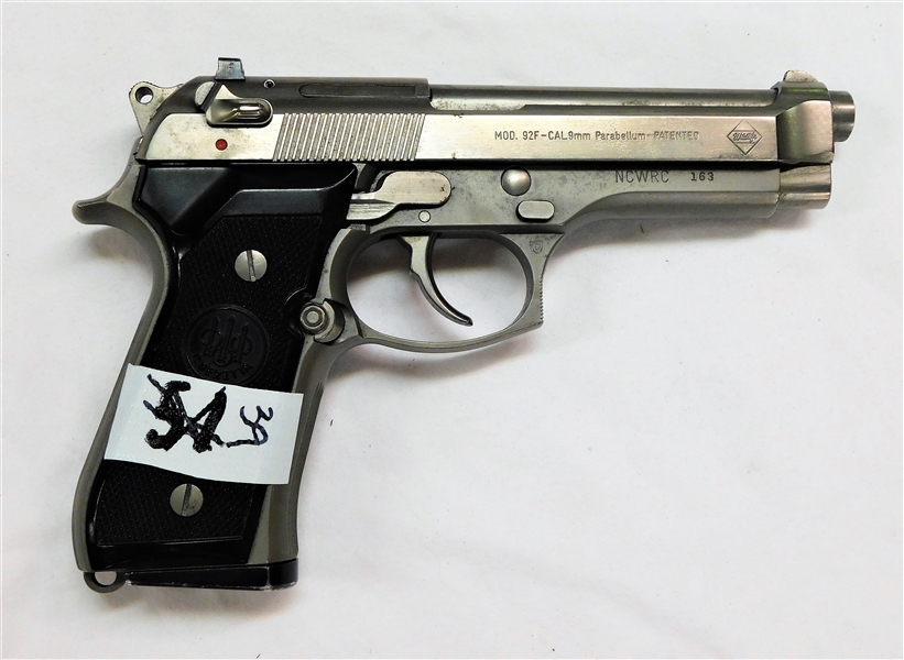 Beretta 9mm Semi-Automatic Handgun - Model 92- NCWRC #163 - with NC Wildlife Logo Embossed - Used Condition 