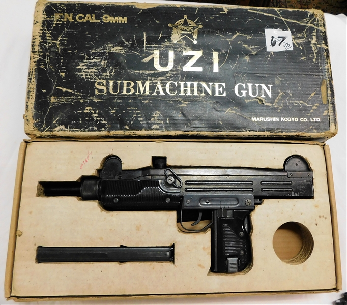 UZI Sub Machine Gun - Movie Prop - Has Filled Barrel -In Original Box -  Stock inside Box - Used Condition 