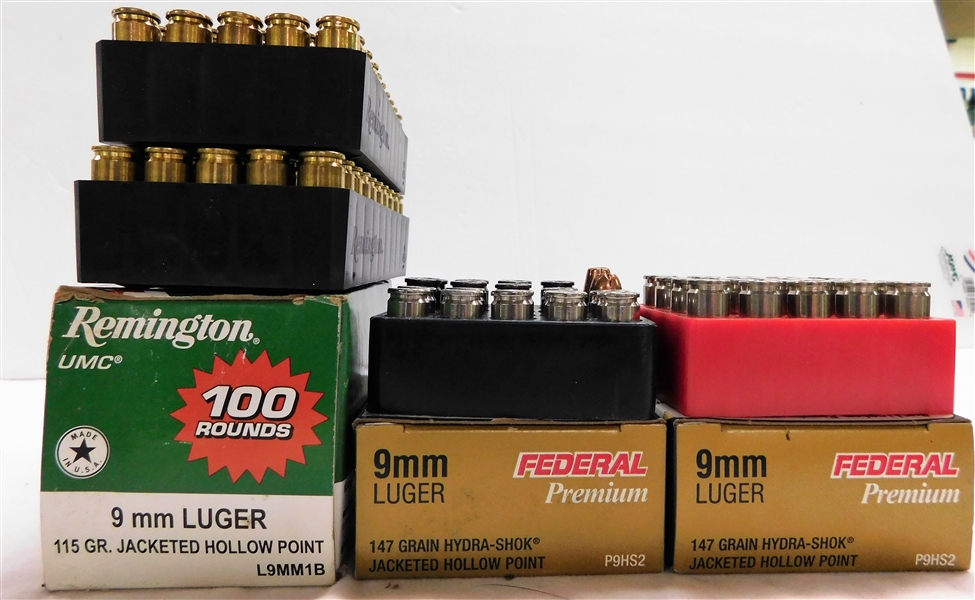 2 Boxes of 20 Count 9mm Luger and 1 Box 100 Count 9mm Luger Remington 