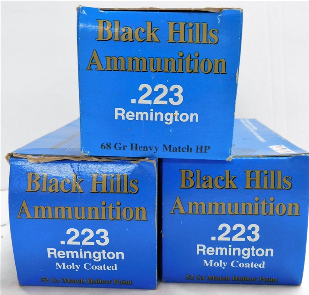 150 Rounds of .223 Rem Bullets - 2 Boxes of 52 Gr Match Hollow Point and 1 Box 68 Gr Heavy Match HP