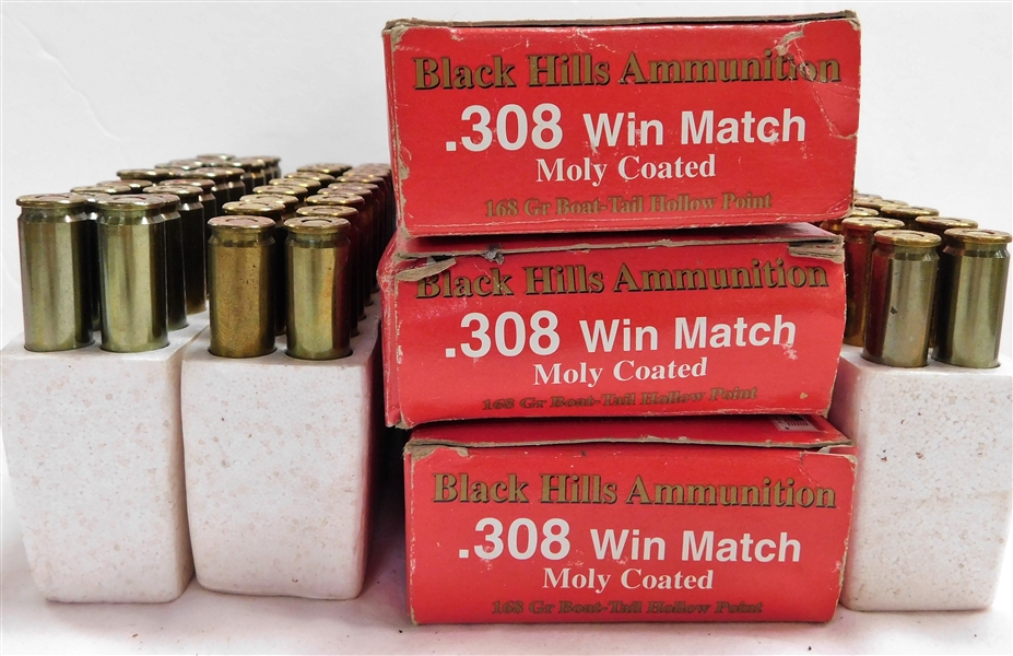 3Full Boxes of 20 Count .308 Win Match Moly Coated Bullets 