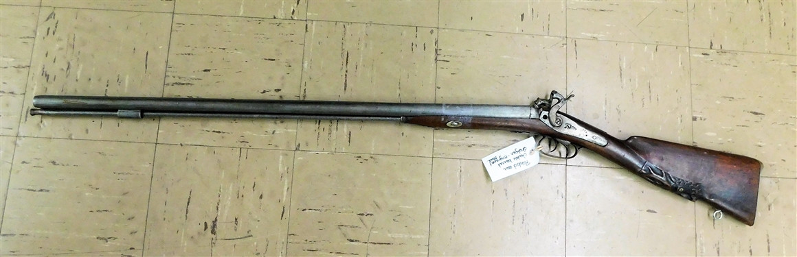 Double Barrel Rabbit Ear Rifle - Engraved Stock with Ram Rod -From Kentucky - Issue on Forearm 