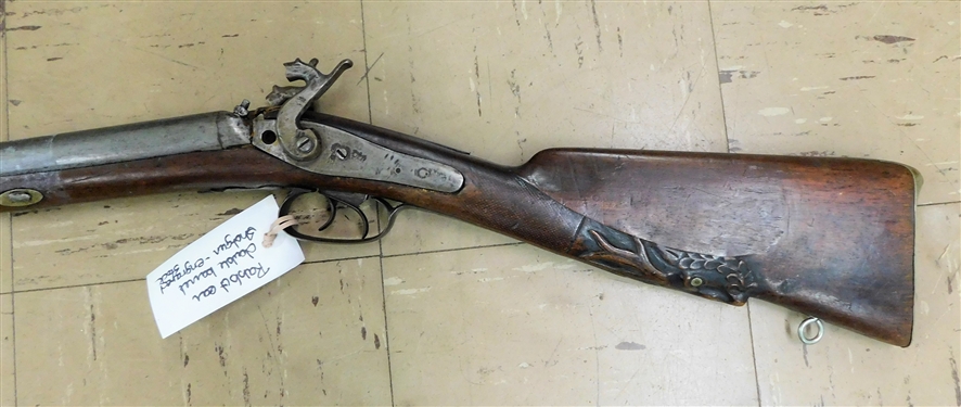 Double Barrel Rabbit Ear Rifle - Engraved Stock with Ram Rod -From Kentucky - Issue on Forearm 