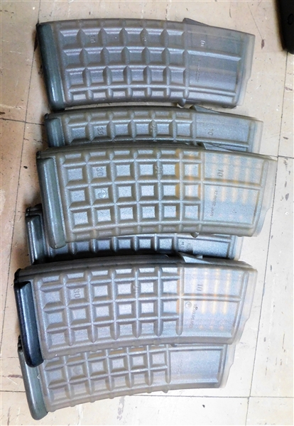 6 Plastic Rifle Magazines 2 Are Partially Full of Bullets