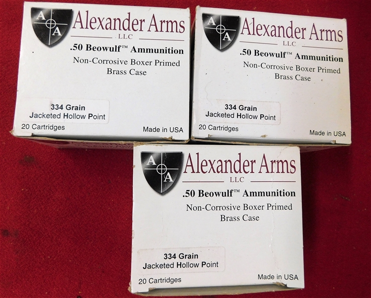 3 Full Boxes of .50 Beowulf 334 Grain Jacketed Hollow Point