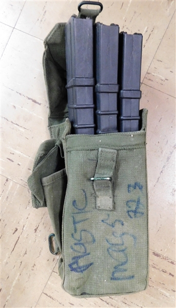 3 Plastic Thermold 223 Magazines in Canvas Military Pouch 