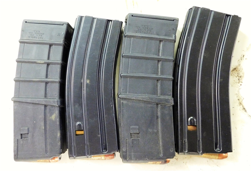 4 Rifle Magazines Loaded with Some .50 Beowulf Bullets - 2 Metal and 2 Plastic