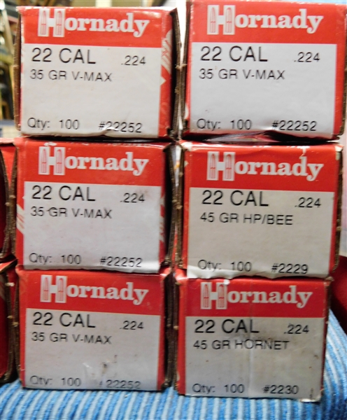 600 Rounds of Hornady 22 Cal 35 Gr V-Max Bullets