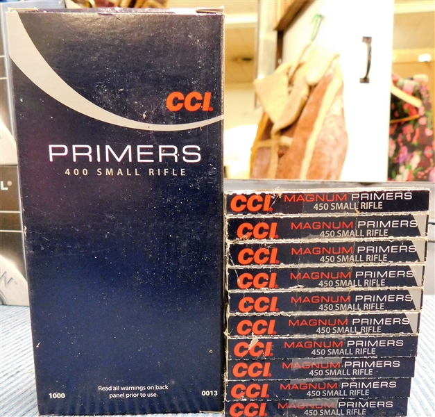 1000  400 Small Rifle CCI Primers and 1000 450 Small Rifle Magnum Primers