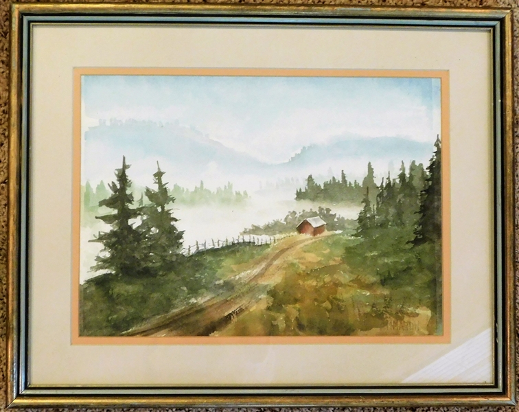 M. Martin Artist Signed Watercolor Painting - Framed and Matted - Frame Measures - 15 1/2" by 19"