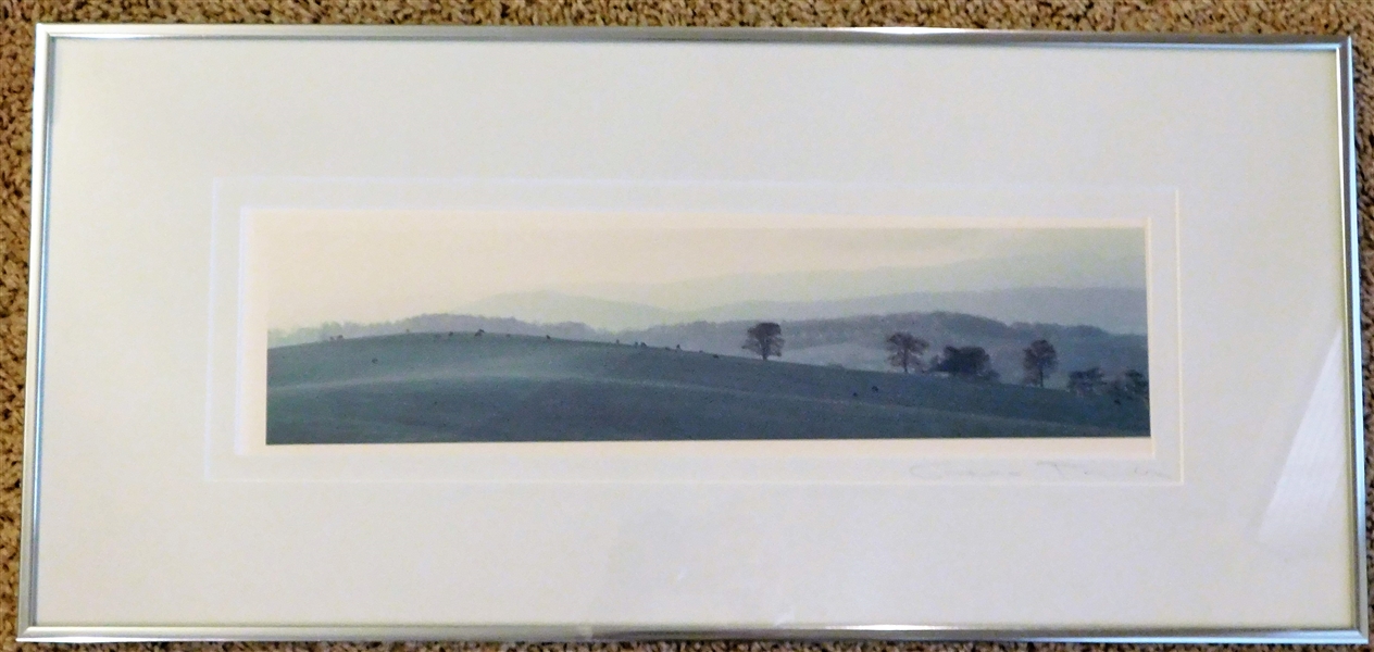 Artist Signed Photograph of Pasture Scene - Framed and Double Matted - 11 1/4" by 24 1/4"