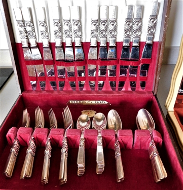 Set of 60 Pieces Georg Jensen Denmark Sterling Silver Flatware "Scroll" Pattern - 12  5 Piece Place Settings -including Tea Spoons, Place Spoons, Salad Forks, Dinner Forks, and Knives 6 5/8" Place...