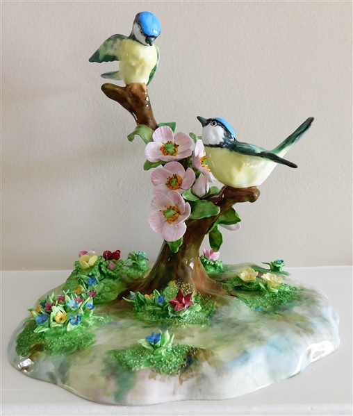 Crown Staffords Ware England J.T. Jones Porcelain Bluebirds and Flowers- No Chips - 8 1/4" tall 