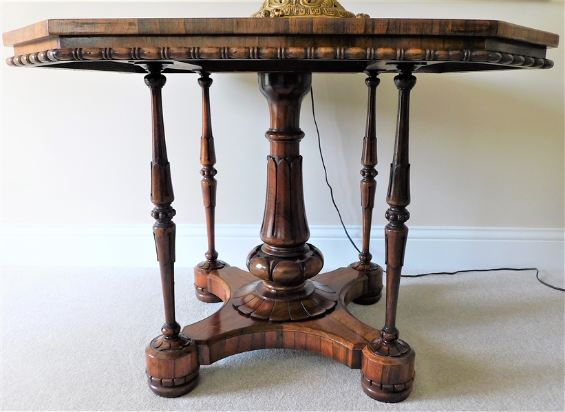 Outstanding Carved Rosewood Foyer Table - 28" tall 36" by 35 1/2" Missing Trim at One Side - See Photo 
