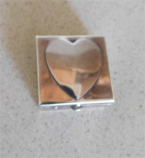 Sterling Silver Heart Pill Box - 1" by 1 1/4" 