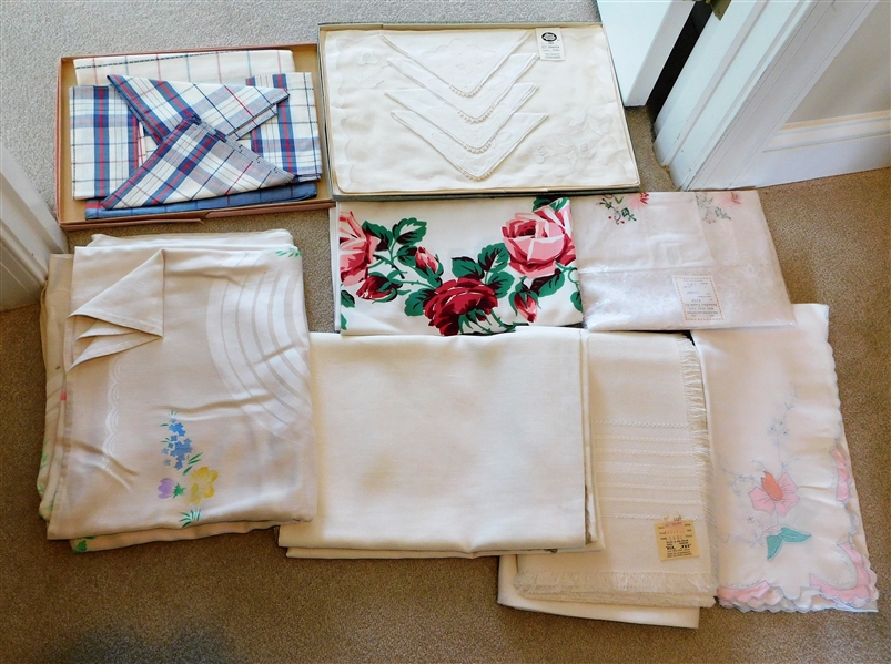 Lot of Table Linens including Embroidered, Handwoven By the Blind in Israel, and Plaid 