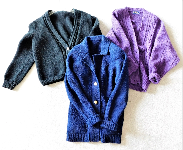 3 Cardigan Sweaters - Navy, Purple, and Black 