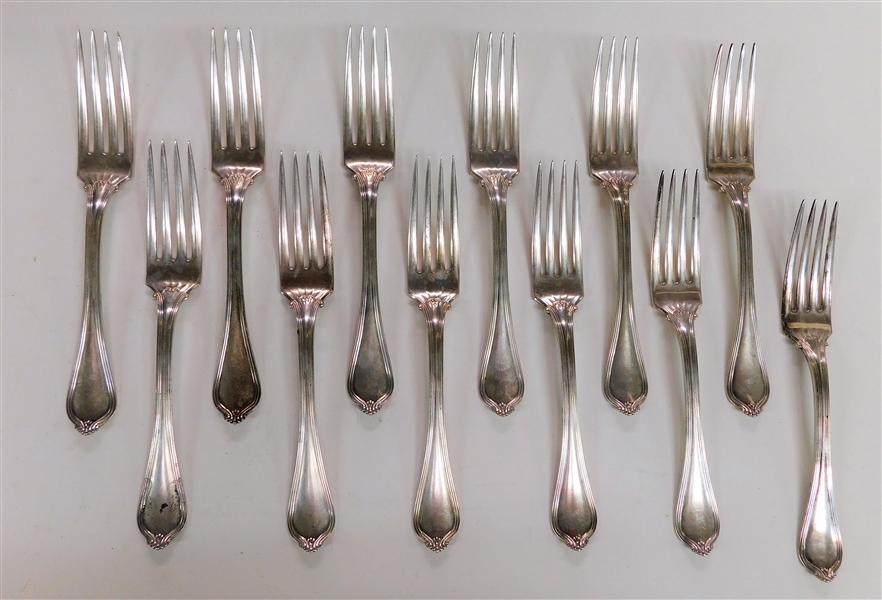 12 Sterling Silver "Paul Revere" Pattern Forks - 7 3/4" long - 918 grams
