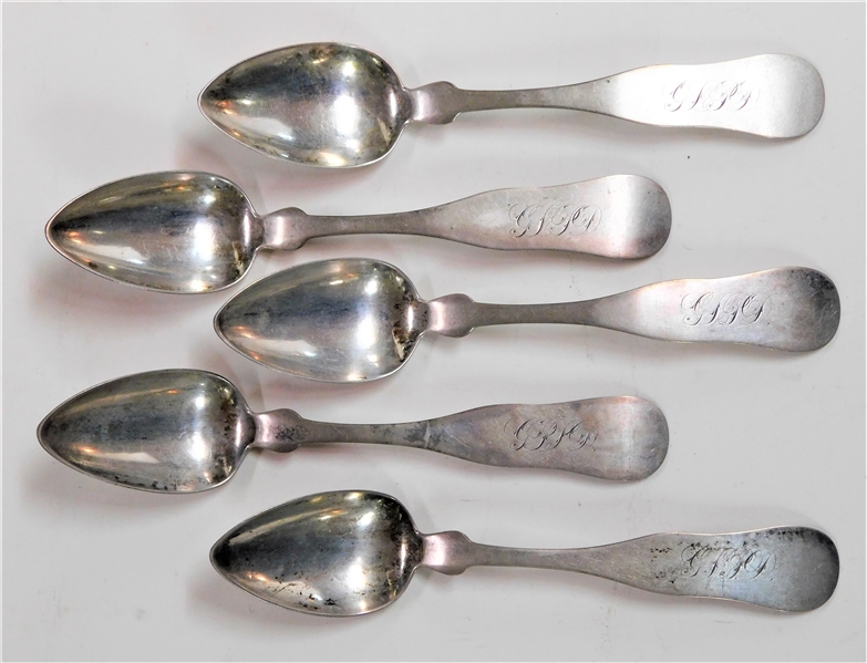 5 Coin Silver Spoons N. Arnzen - Monogramed - 5 3/4" long- 66.1 grams