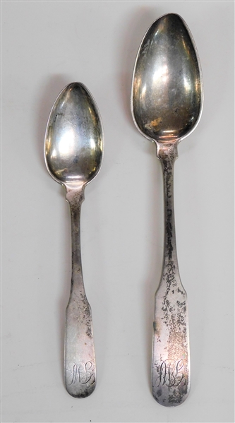 2 Holland Coin Silver Spoons 1 Teaspoon and 1 Tablespoon - 54.5