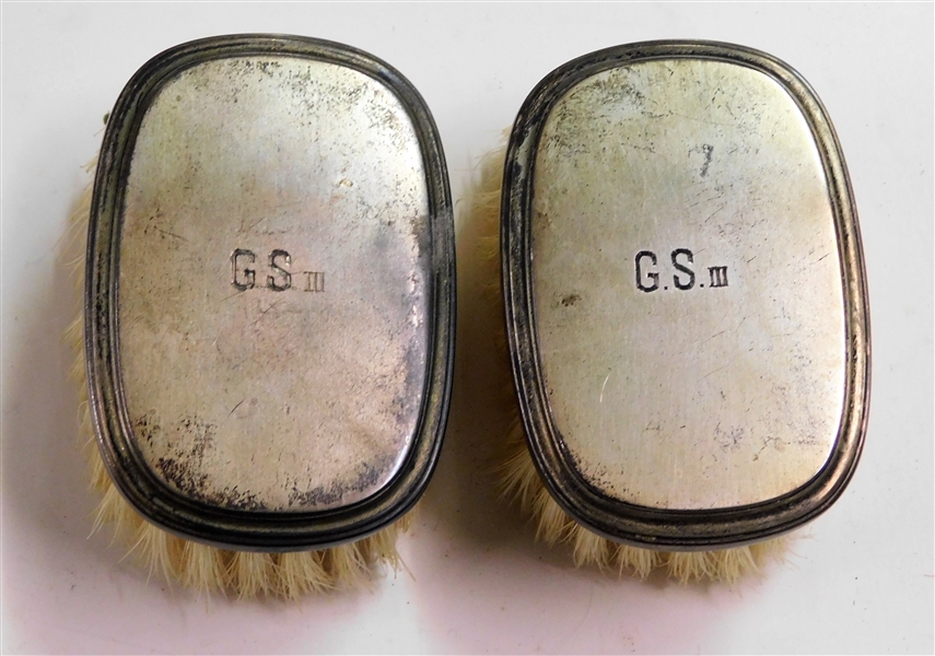 Pair of Gorham Sterling Silver Dresser Brushes - Monogramed - 2 1/2" long
