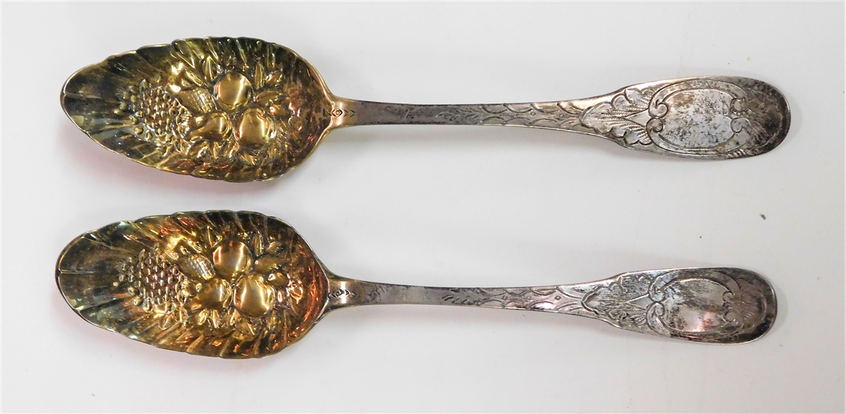 Pair of Dutch? Silver Berry Spoons  - 113.8 grams