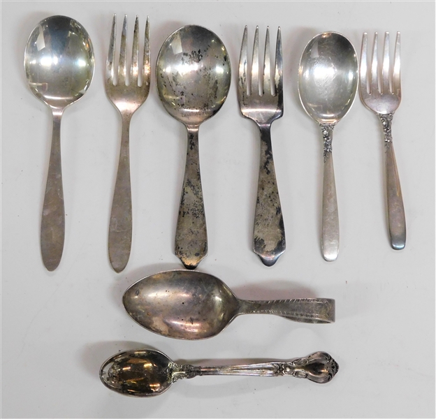 Collection of 8 Sterling Silver Baby Flatware Pieces, Including 2 Lunt - 128.3 Grams