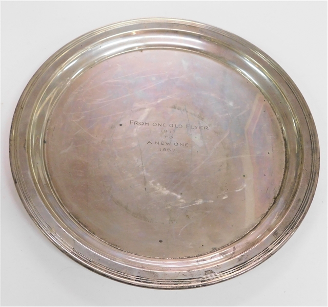 Gorham Sterling Silver 465 12" Trophy Platter "From One Old Flyer 1917 to a New One 1957" 508.4 Grams