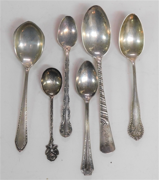 6 Sterling Silver Spoons - Most are Monogrammed - 138.7 Grams