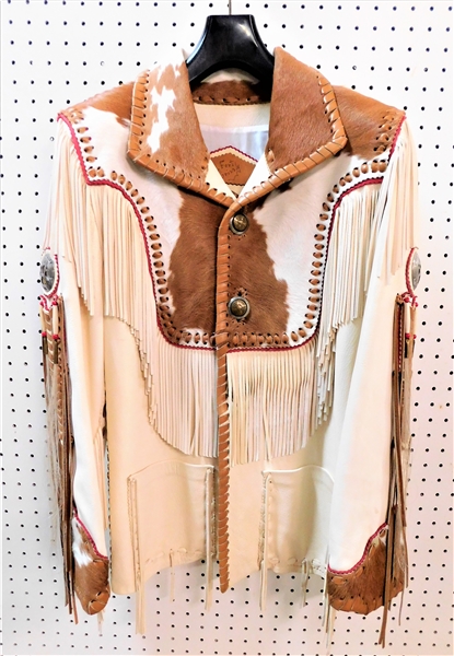 Awesome Fort Grizzly - Arizona Territory - Leather and Hide Ladies Jacket , Horse Hair and Beaded Details - Size Small