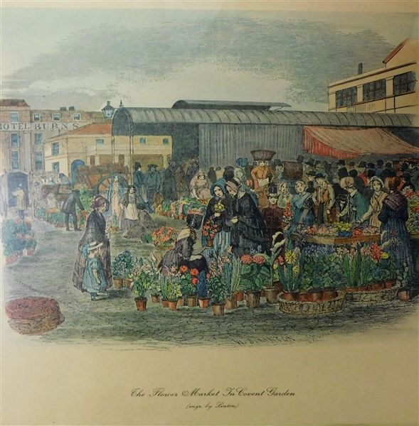 Linton Engraving "The Flower Market In Convent Garden" - 12 3/4" by 15 1/4"