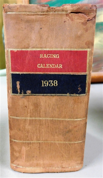 1938 Racing Calendar Leather Bound Book - Published for the Jockey Club - London 1938 - Some Pencil Marks on Front Page