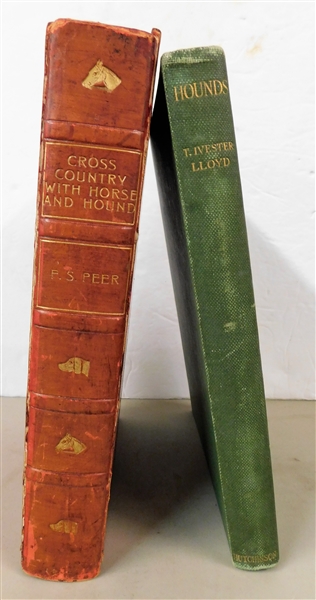 "Hounds" by T. Ivester Lloyd 1934 and Leather Bound "Cross Country with Horse and Hound" by Frank Sherman Peer - Cover is Tearing 