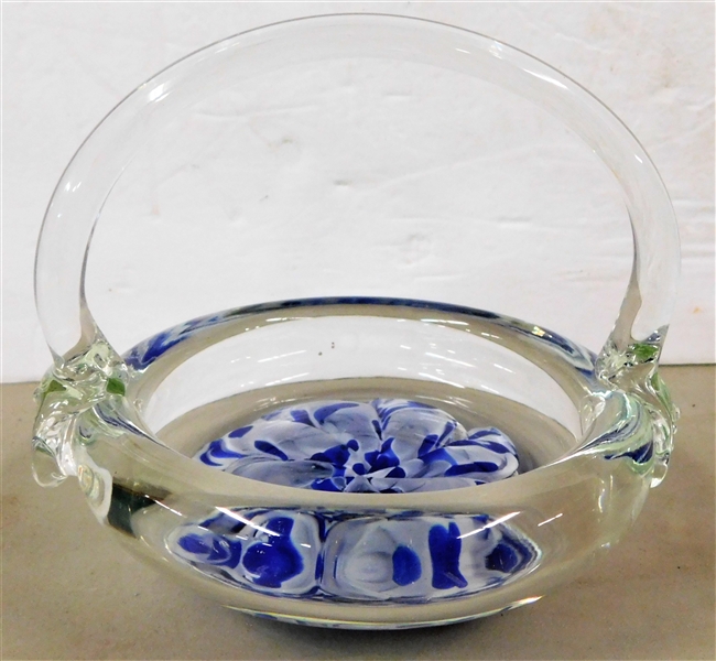 Handmade by St. Clair Art Glass Basket - 5 3/4" tall 6" across