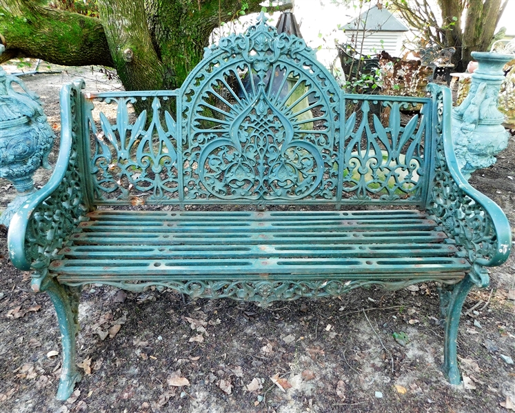 Awesome Antique Iron Park Bench - Extremely Heavy and Well Made  - From New York - 37 1/2" 48" by 22"