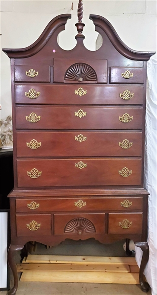 Nice Broken Arch Fan Carved Highboy - 3 Over 5 Over 3 Drawers - 80" 41 1/2" by 20" - Dovetailed Drawers