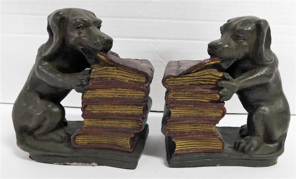 Pair of Bronze Dog Bookend - 6" tall 5" long