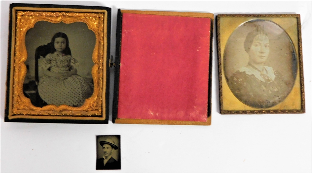 Collection of Antique Tin Type, Miniature Quarter Plate Tin Type, and Daguerreotype 3" by 3 1/4" - Found in Richmond, VA Jewelry Box