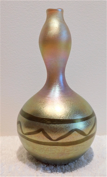 Tiffany Favrile Vase  Signed L.C.T D 1035 -7 1/2" tall Bottom Width 4" - Partial Original Label