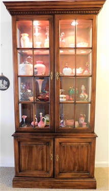 Very Nice Stanton Lighted China Cabinet - Dentil Molding -  82 1/2" 32" by 14"