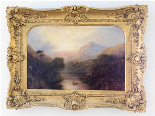 JFH 1878  Signed and Dated Oil on Canvas Painting in Gold Gilt Frame - Frame Measures 22" by 30"